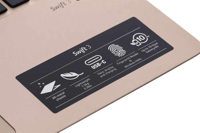 Laptop Acer Swift SF314 32EX i3 7100U/4GB/128GB/Win10/(NX.GKKSV.006) Màu Vàng đồng