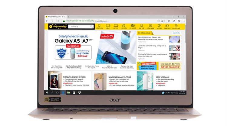 Laptop Acer Swift SF314 32EX i3 7100U/4GB/128GB/Win10/(NX.GKKSV.006) Màu Vàng đồng