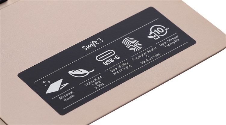 Laptop Acer Swift SF314 32EX i3 7100U/4GB/128GB/Win10/(NX.GKKSV.006) Màu Vàng đồng