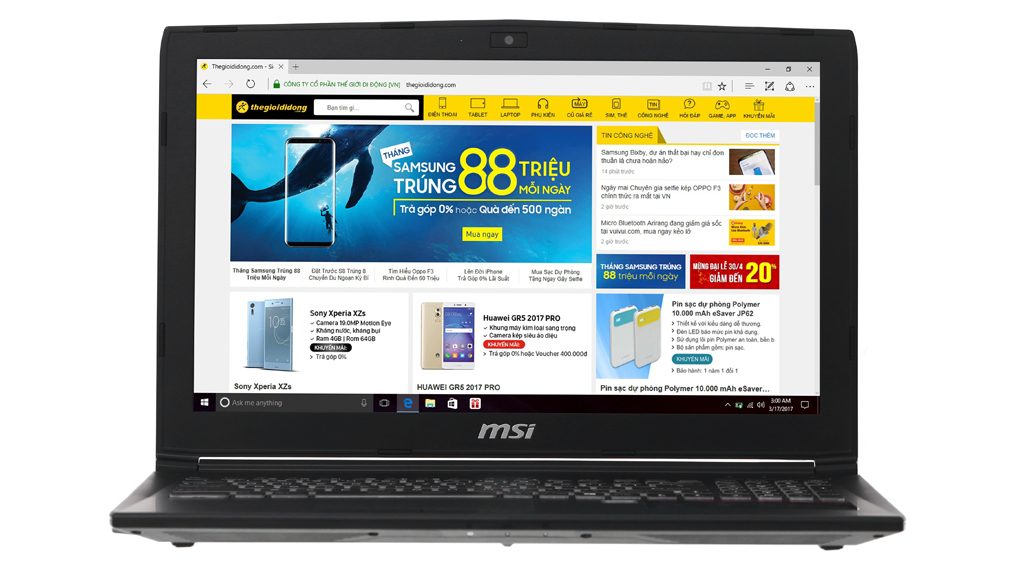 Laptop MSI GL62M 7RDX i5 7300HQ/8GB/1TB/2GB GTX1050/Win10