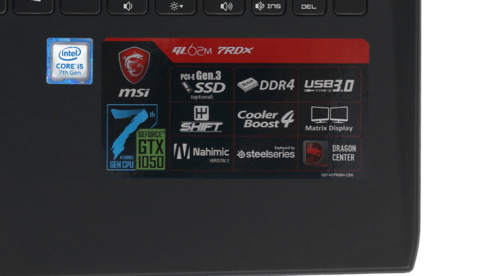 Laptop MSI GL62M 7RDX i5 7300HQ/8GB/1TB/2GB GTX1050/Win10