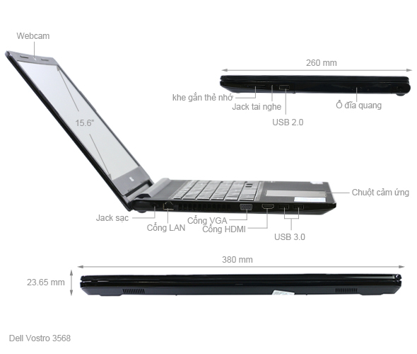 Dell Vostro 3568 i3 7100U/4GB/1TB/Win10/(VTI3037W)