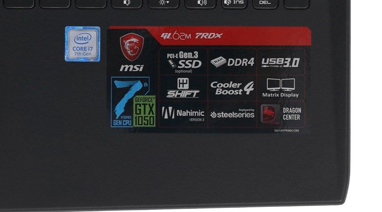 Laptop MSI GL62M 7RDX i7 7700HQ/8GB/1TB/2GB GTX1050/Win10