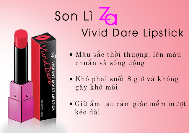 Son lì mịn mượt Za Vivid Dare Lipstick 3.5g Rd401