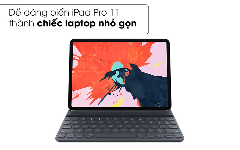 Dễ dàng biến iPad Pro 11 thành chiếc laptop nhỏ gọn - Bàn phím Smart Keyboard iPad Pro 11 US Apple MU8G2 Đen
