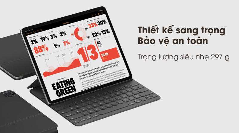 Smart Keyboard iPad Pro 11 (MXNK2ZA/A) này chỉ nặng khoảng 297 g