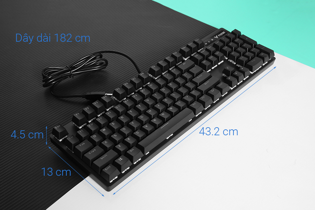Bàn Phím Cơ Có Dây Gaming Rapoo V500 Pro Rainbow Backlit Màu Đen