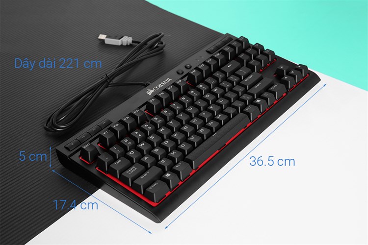 Bàn Phím Cơ Có Dây Gaming Corsair K63 Compact Mechanical Màu Đen