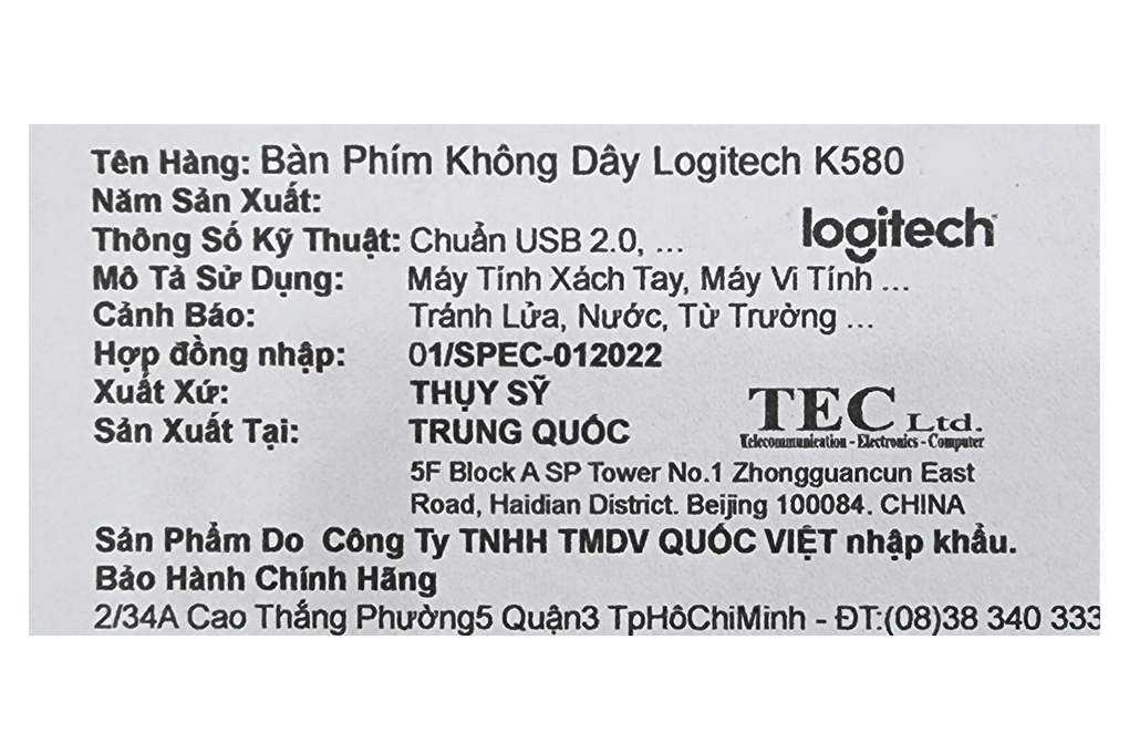 Bàn Phím Không Dây Bluetooth Logitech K580 Màu Trắng