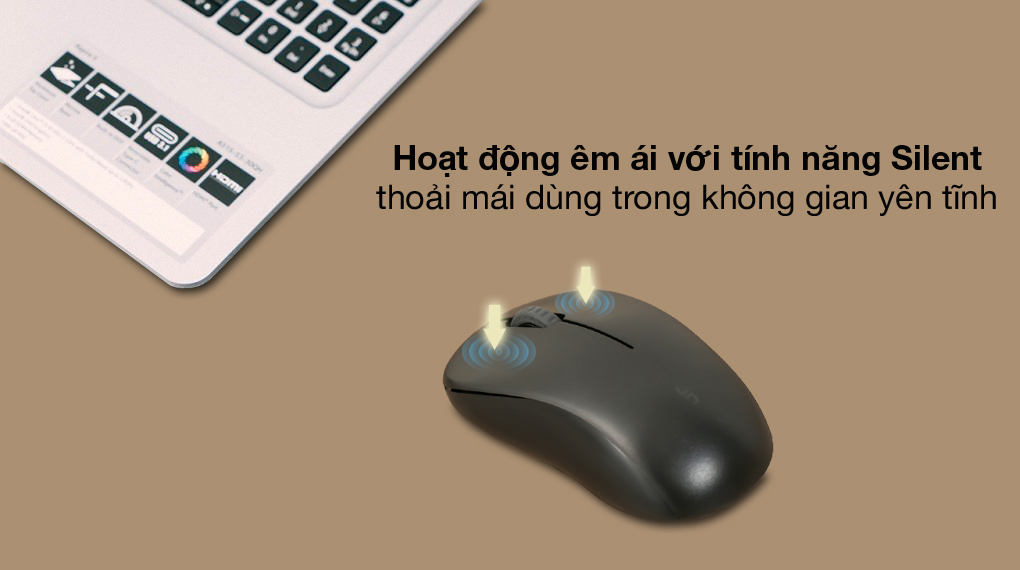 Hoạt động êm - Bộ Bàn Phím Chuột Không Dây Rapoo 8000M