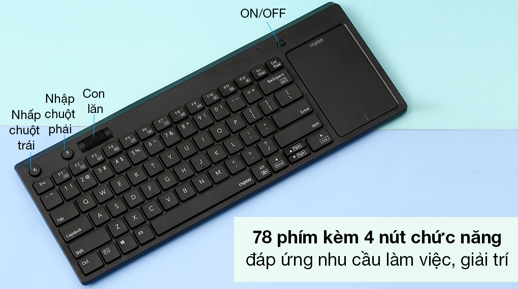 Bàn Phím Không Dây Touchpad Rapoo K2800 - Đáp ứng nhu cầu trải nghiệm thường nhật 