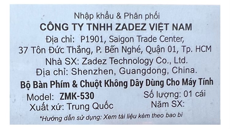 Bộ Bàn Phím Chuột Không Dây Zadez ZMK-530G Màu Xám