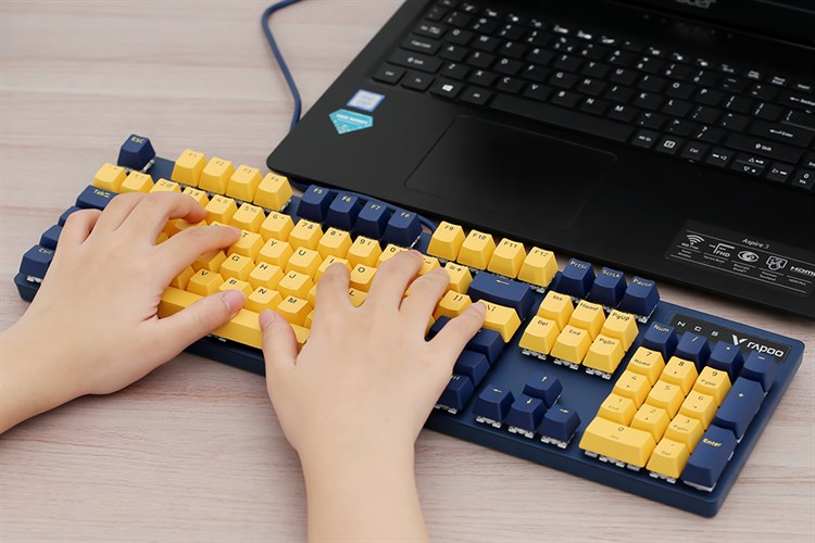 Bàn Phím Cơ Có Dây Gaming Rapoo V500Pro Màu Vàng - Xanh dương