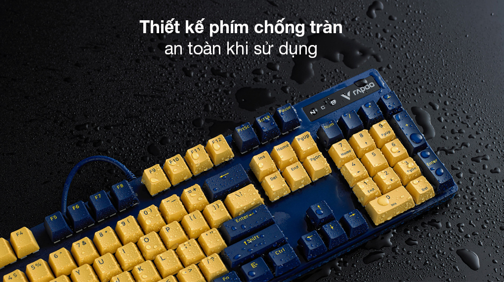 Bàn Phím Cơ Có Dây Gaming Rapoo V500Pro Vàng Xanh - Chống tràn