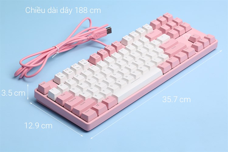 Bàn Phím Có Dây DareU EK87 Màu Hồng