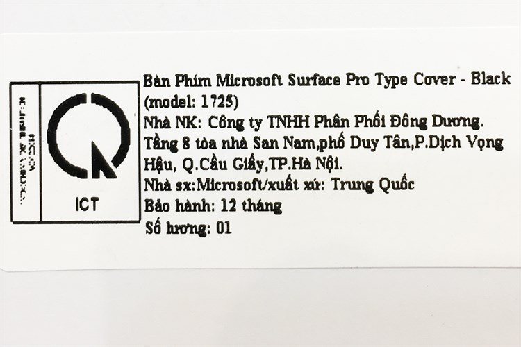 Bàn Phím Microsoft Surface Pro Type Màu Đen