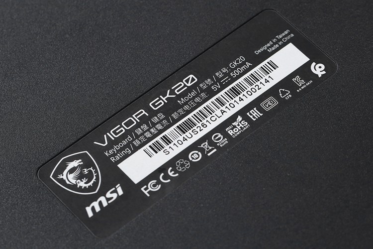 Bàn Phím Có dây Gaming MSI Vigor GK20 US Màu Đen