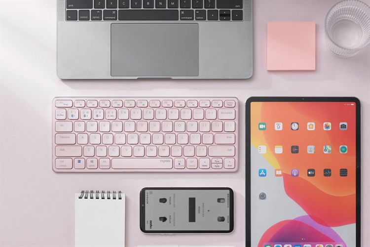 Bàn Phím Không Dây Bluetooth Rapoo E9050G Màu Hồng