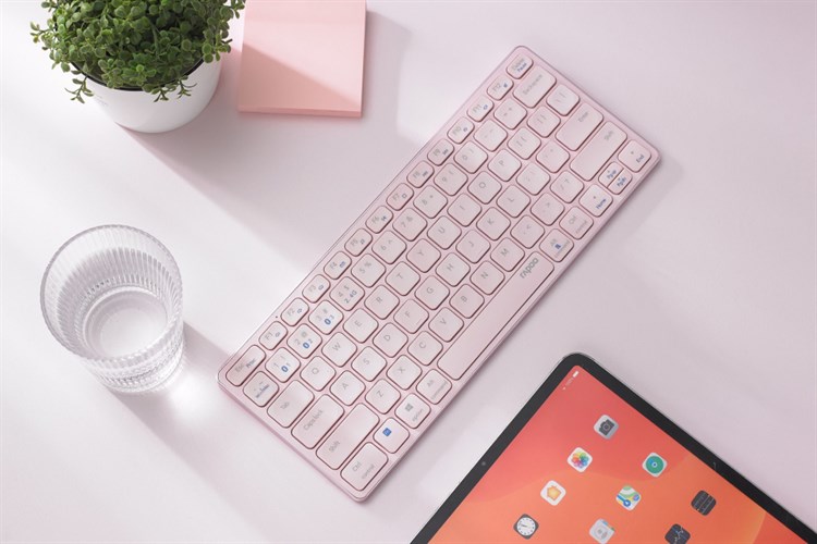 Bàn Phím Không Dây Bluetooth Rapoo E9050G Màu Hồng