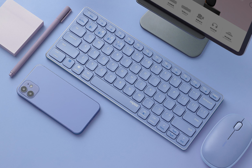 Bàn Phím Không Dây Bluetooth Rapoo E9050G Màu Tím