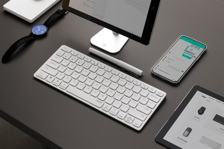 Bàn Phím Không Dây Bluetooth Rapoo E9050G Màu Trắng
