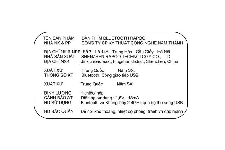 Bàn Phím Không Dây Bluetooth Rapoo E9550G Màu Đen