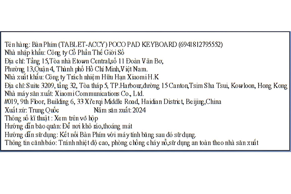 Bàn Phím Tablet Xiaomi Poco - 4