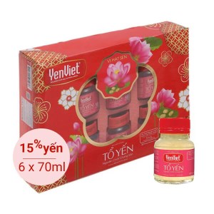 Hộp 6 hũ tổ yến nguyên chất chưng sẵn Yến Việt vị hạt sen 70ml