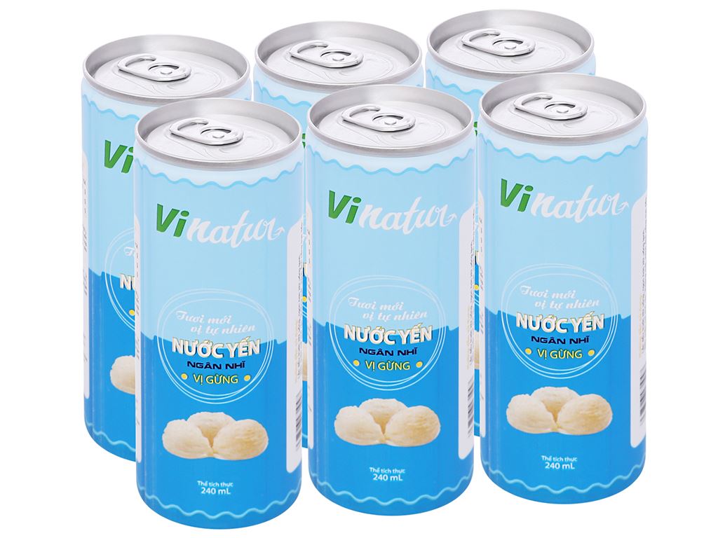 Lốc 6 lon nước yến ngân nhĩ Vinatur vị gừng 240ml 1