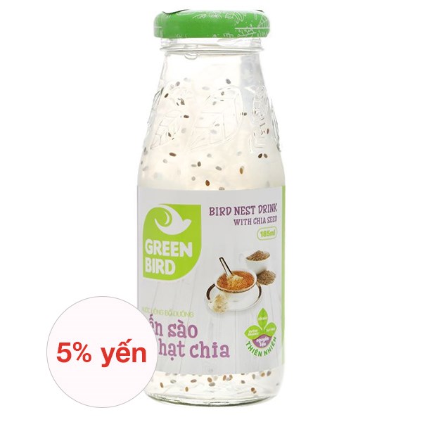 Nước Yến Sào Hạt Chia Green Bird 185 Ml (Từ 12 Tuổi)