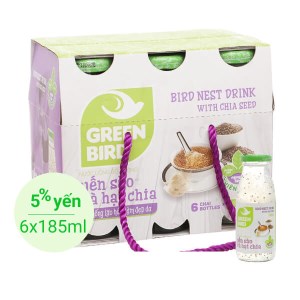Lốc 6 chai nước yến sào hạt chia Green Bird 185ml