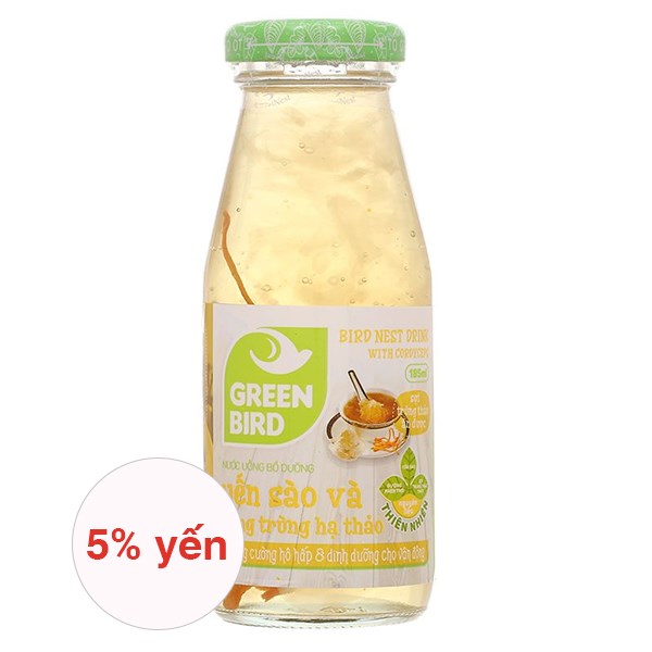 Nước Yến Sào Đông Trùng Hạ Thảo Green Bird 185 Ml (Từ 18 Tuổi)