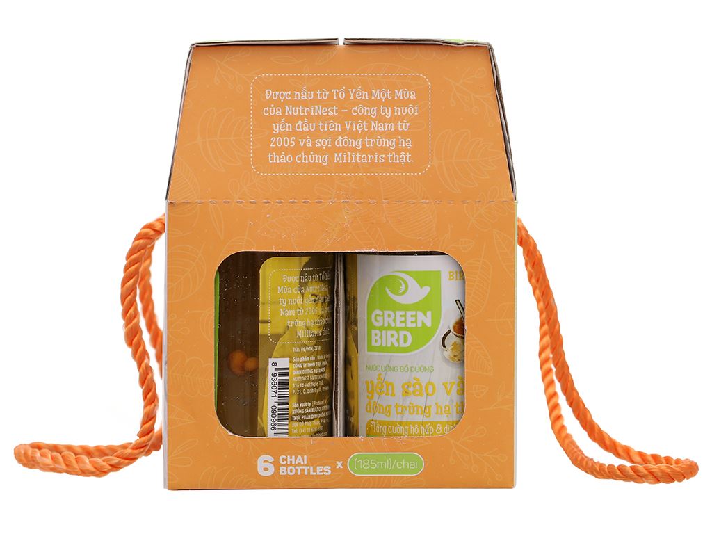 6 chai nước yến sào đông trùng hạ thảo Green Bird 185ml 6