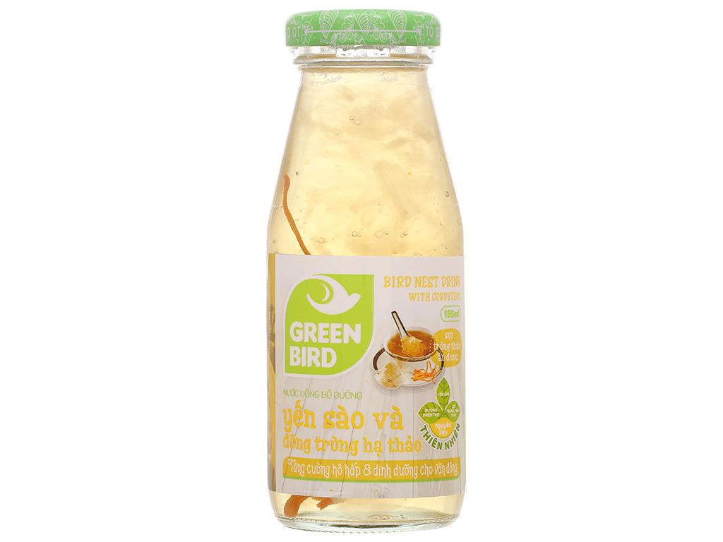 6 chai nước yến sào đông trùng hạ thảo Green Bird 185ml 9