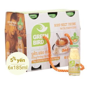 6 chai nước yến sào đông trùng hạ thảo Green Bird 185ml