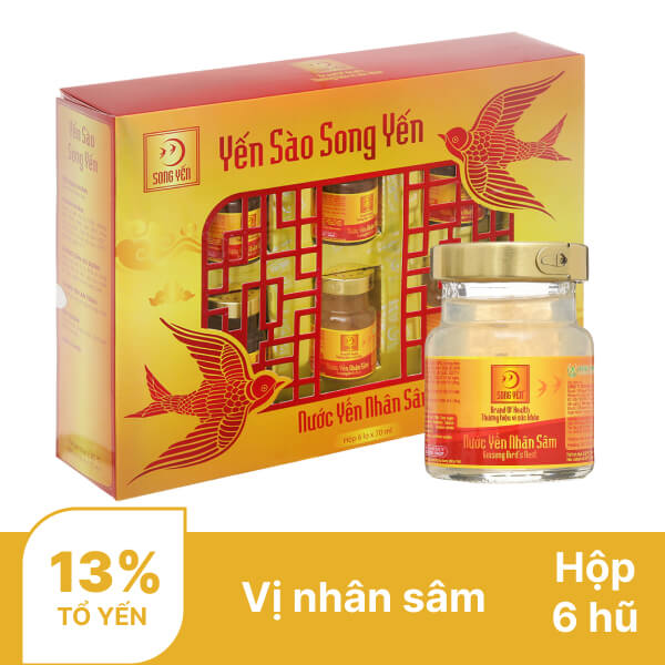 Hộp 6 hũ yến nhân sâm Song Yến 70ml