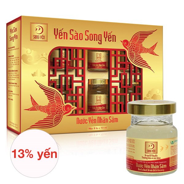 Hộp 6 hũ nước yến sào Song Yến vị nhân sâm 70 ml/hũ (từ 3 tuổi) - AVAKids.com