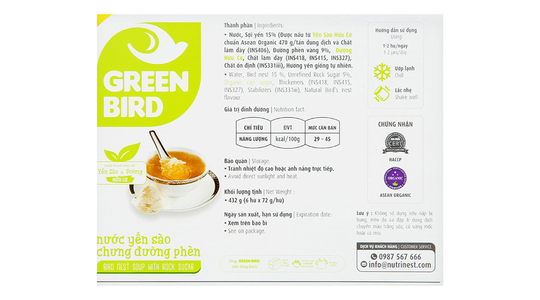 Nước Yến sào chưng đường phèn Green Bird