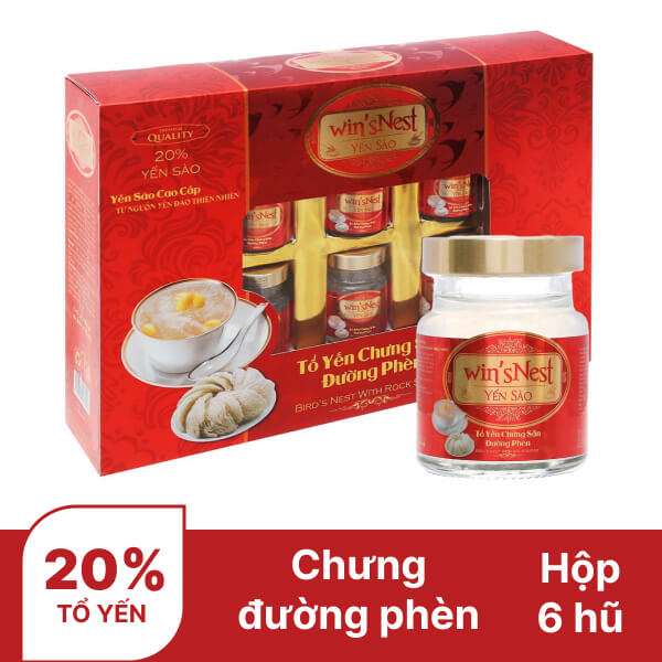 Hộp 6 hũ yến chưng đường phèn Win'snest 70ml