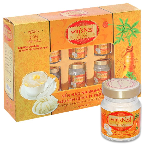 Yến Sào Win'snest Nhân Sâm Nguyên Chất Ít Đường Hộp 420Ml (6 Lọ x 70Ml)
