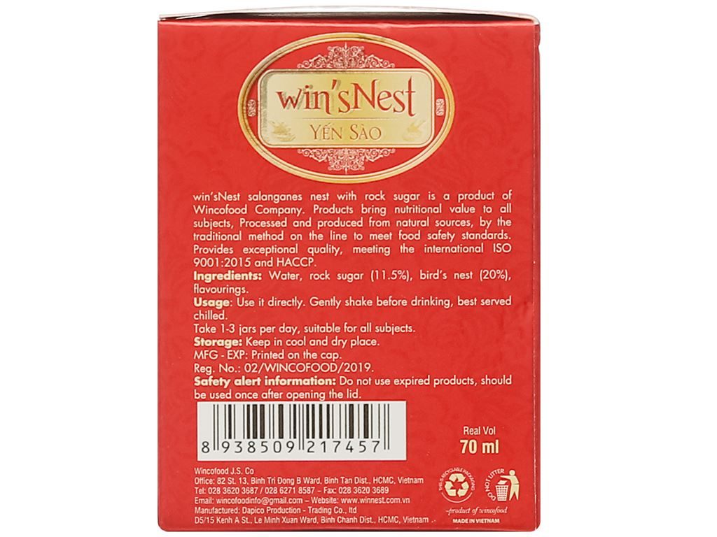 Tổ yến chưng đường phèn Win'snest 70ml 6
