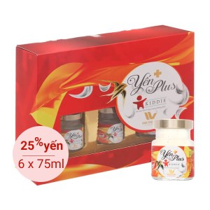 Hộp 6 hũ yến Yến Plus Kiddie 25% 75ml