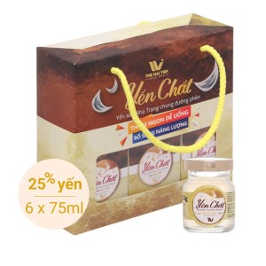 Lốc 6 hũ yến chưng 25% đường phèn Yến Chất 75ml