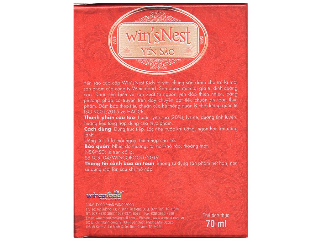 Tổ yến cho trẻ em chưng sẵn Win'snest Kid 70ml 6
