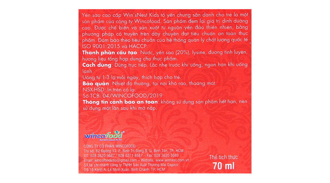 Tổ yến chưng sẵn cho trẻ Win'sNest For Kid