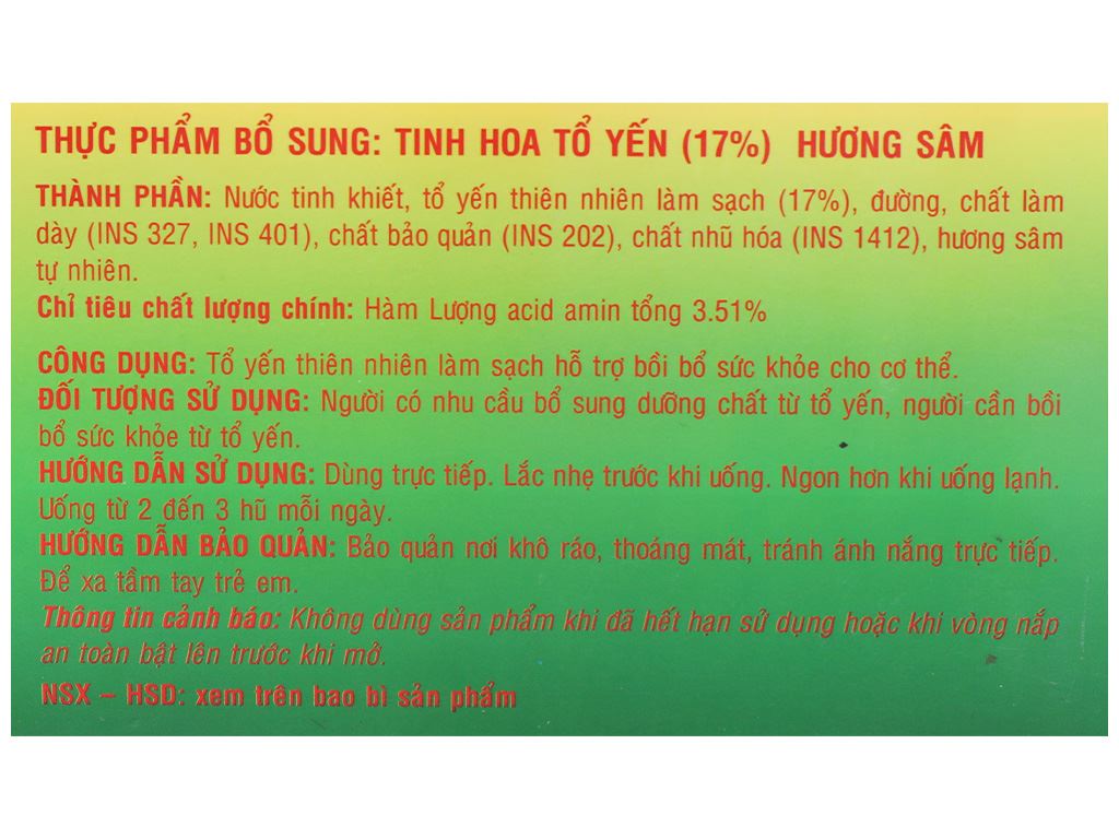 Hộp 6 hũ yến Tinh Hoa hương sâm 70ml 9