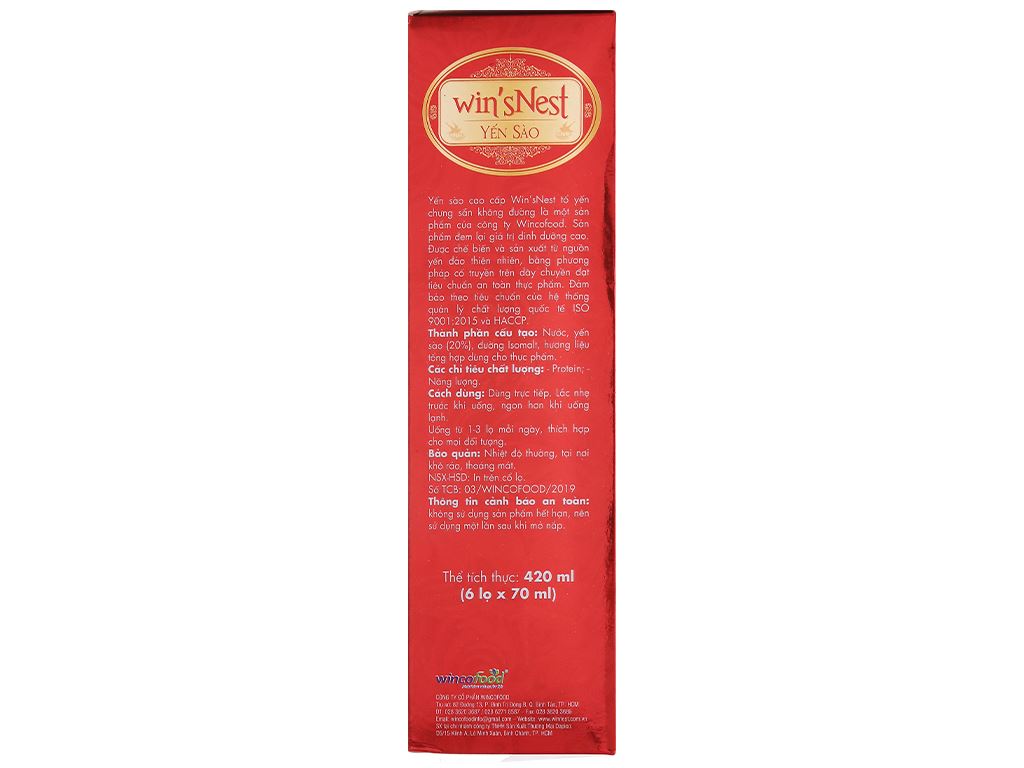 Hộp 6 hũ tổ yến chưng sẵn Win'snest không đường 70ml 6