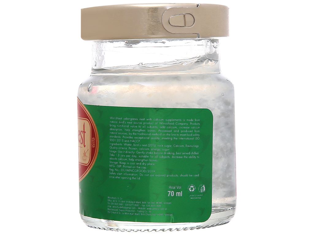 Hộp 6 hũ tổ yến chưng sẵn canxi Win'snest 70ml 10