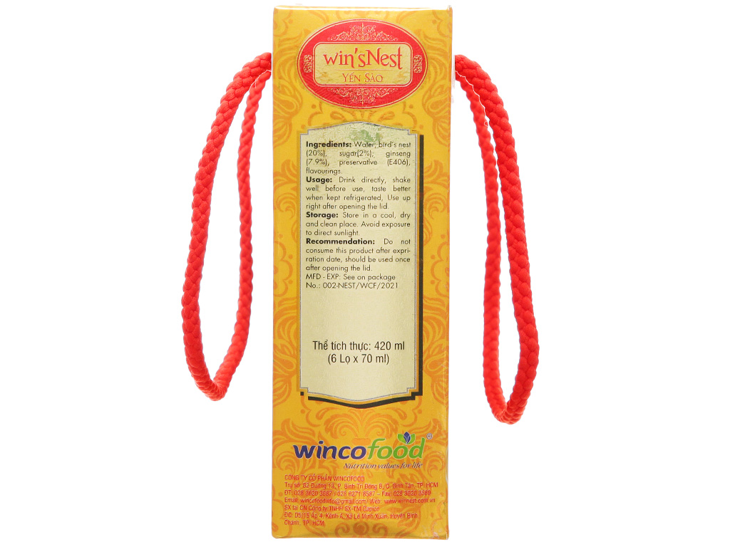 Lốc 6 hũ yến sào nguyên chất nhân sâm Win'snest ít đường 70ml 5