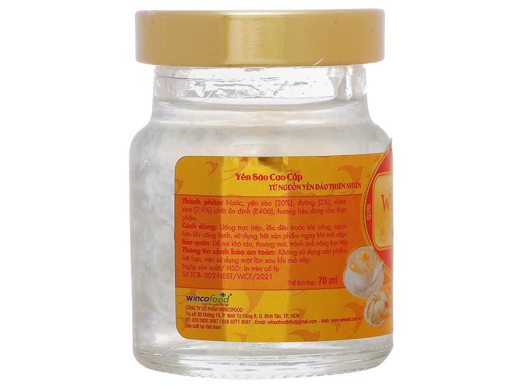 Lốc 6 hũ yến sào nguyên chất nhân sâm Win'snest ít đường 70ml 10